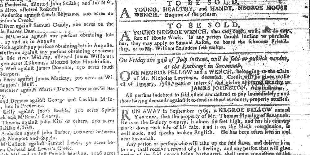 Advertisements in the Gazette on July 01, 1767 Opening