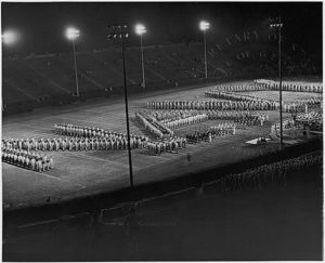 Photograph titled "1st anniversary of U.S. Navy Pre-Flight School, Athens. Navy show in Sanford Stadium." June, 11 1943 by Bell