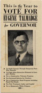 Eugene Talmedge Political Handbill from his campaign for governor