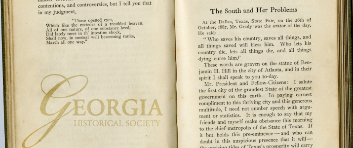 “The South and Her Problems" is a speech by Henry Grady, given on October 26, 1887.