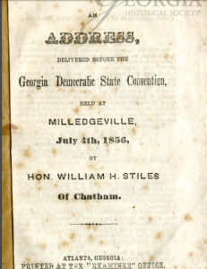 Georgia State Democratic Convention Address, 1856